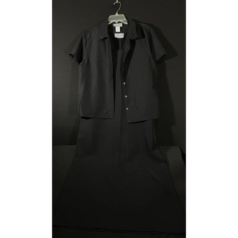VTG‎ Directives Women's 2 Piece Black Suit Dress & Jacket Set Career Size Large